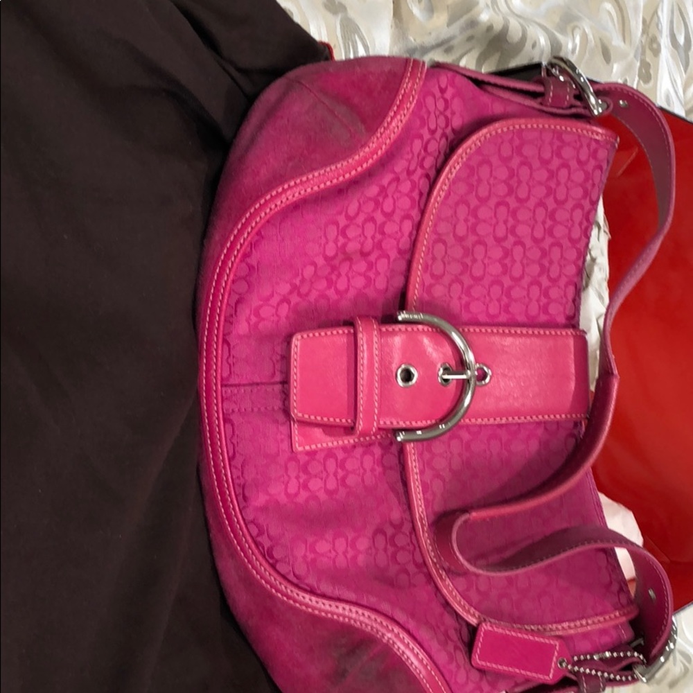 Authentic Coach satchel suede, canvas and leather